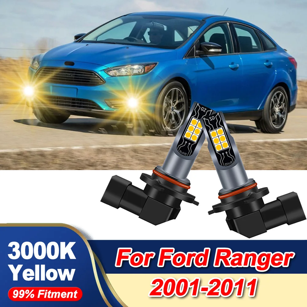 2x 9005 Luces antiniebla LED 3000K Super Yellow 20000LM Bombillas de alta potencia para Ford Ranger 2001-2011 2009 2010 2011