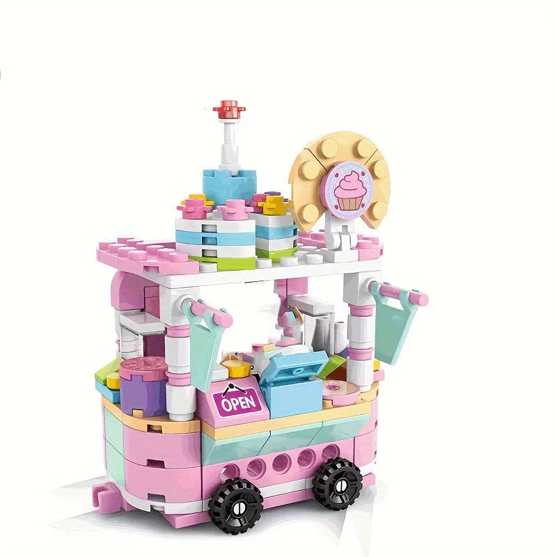 Creative Cute Snack Street Assembled Building Blocks Toy Set, Food Street Series Building Blocks Toys, Desktop Decoration