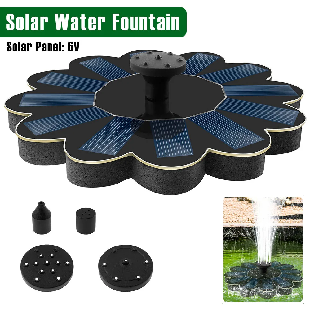 

Solar Water Fountain Polysilicon Board Floating Bird Bath Fountain Pump with 5 Nozzles Energy Saving Water Pump for Garden Ponds