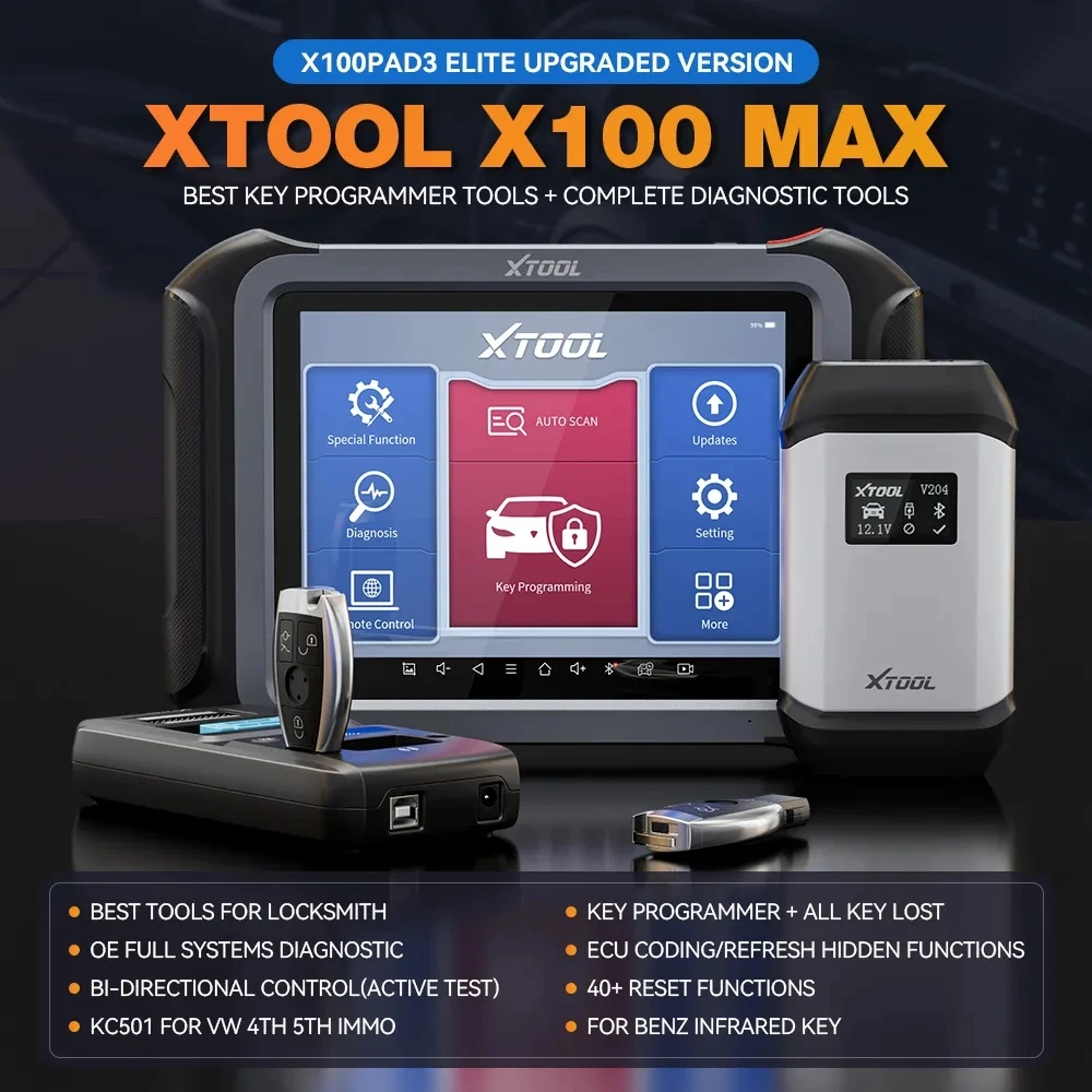 XTOOL X100 Max Advanced IMMO Key Programmer with KC501 Full Diagnostic Scanner ECU Coding Active Test CAN FD DoIP Topology Map