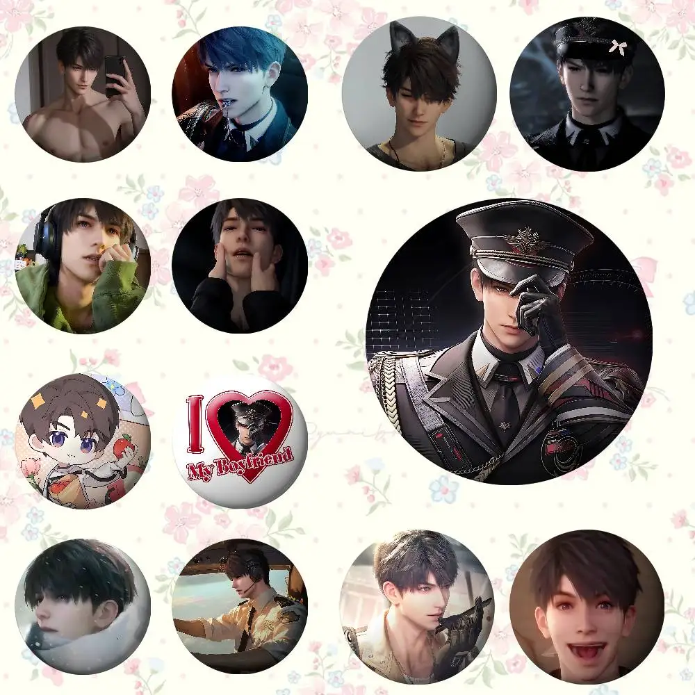 

Caleb Cute H-love And Deep Space Anime Round Laser Badge Cartoon Brooch Clothes Backpack Accessories Lapel