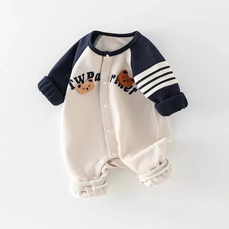 2025 طقم قطعة واحدة للأطفال حديثي الولادة - رومبير بأكمام طويلة للربيع/الخريف، ملابس قطنية لطيفة 0-24 شهرًا (للجنسين)