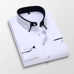 Camisa de vestir de manga larga para hombre, ropa de marca, negocios, oficina, estilo británico, alta calidad, ajustada, informal, 8XL, Primavera