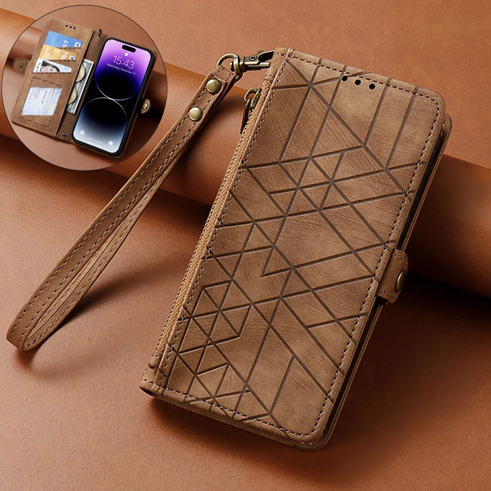 

For Realme C85 Pro 5G Flip Case Crossbody Zipper Card Leather Coque For OPPO Realme C71 C75 C67 C65 C61 C55 C53 C51 Wallet Funda