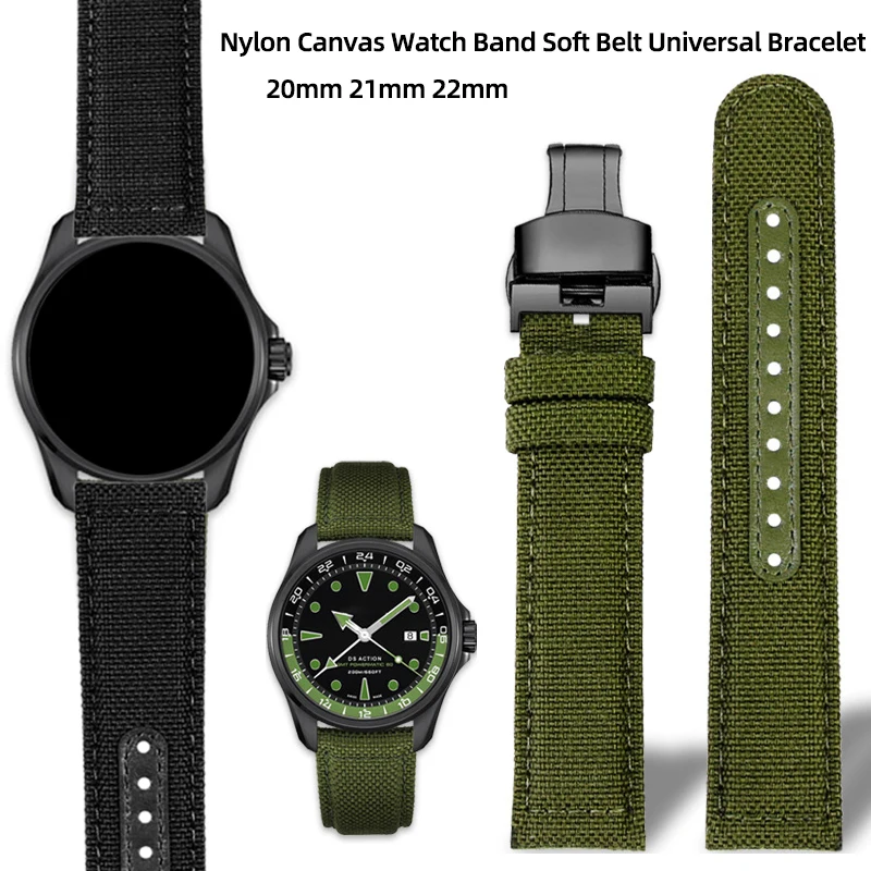 سوار ساعة من قماش النايلون للرجال والنساء ، حزام ناعم ، سوار عالمي ، مناسب لللونجين ، سايكو ، هاملتون ، تيميكس ، 20 ، 21 ، 22