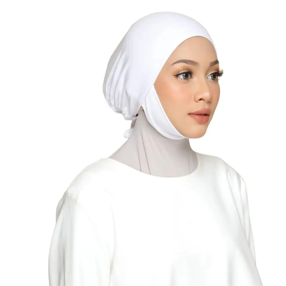 Muslim Plain Hijab Cap Two piece set Stretch Tie Back Jersey Cap Islamic Underscarf Bonnet Female Headscarf Mujer Headwrap