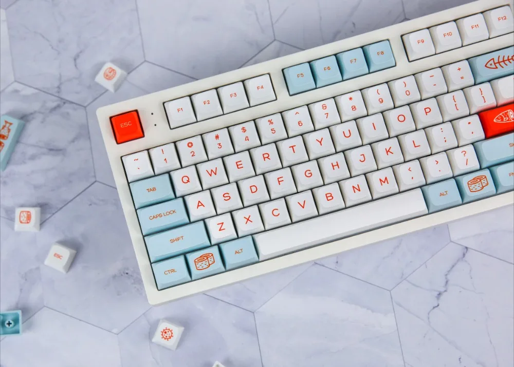 Salmon keycap XDA high PBT sublimation, mechanical keyboard customization OEM compatible CIY68-104 ikbc