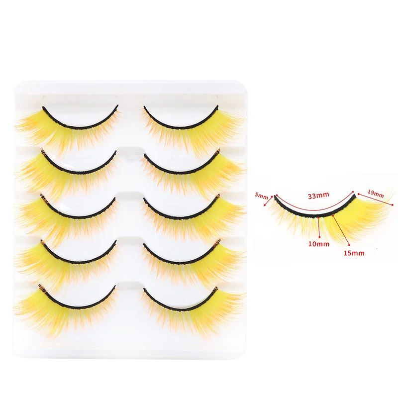 5 Pairs Gradient Cat/Fox Eye Lashes Stage Show Colour Cos Oblique Flight False Eyelashes Eye Tail Elongation 3D Mink Eyelashes