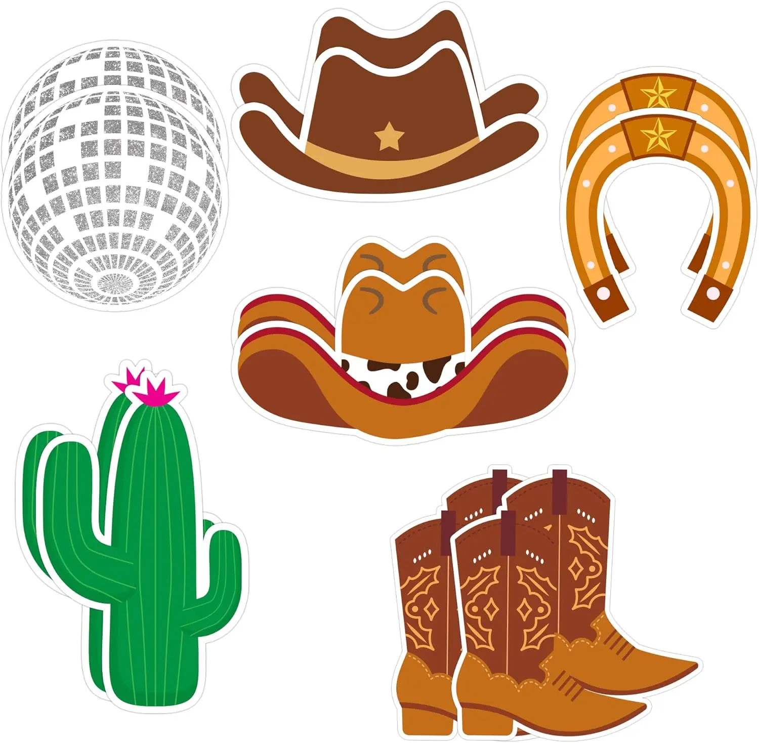 

Вырезы в стиле вестерн-ковбой, 60 шт., вырезы из бумаги «сделай сам» на ковбойскую тему