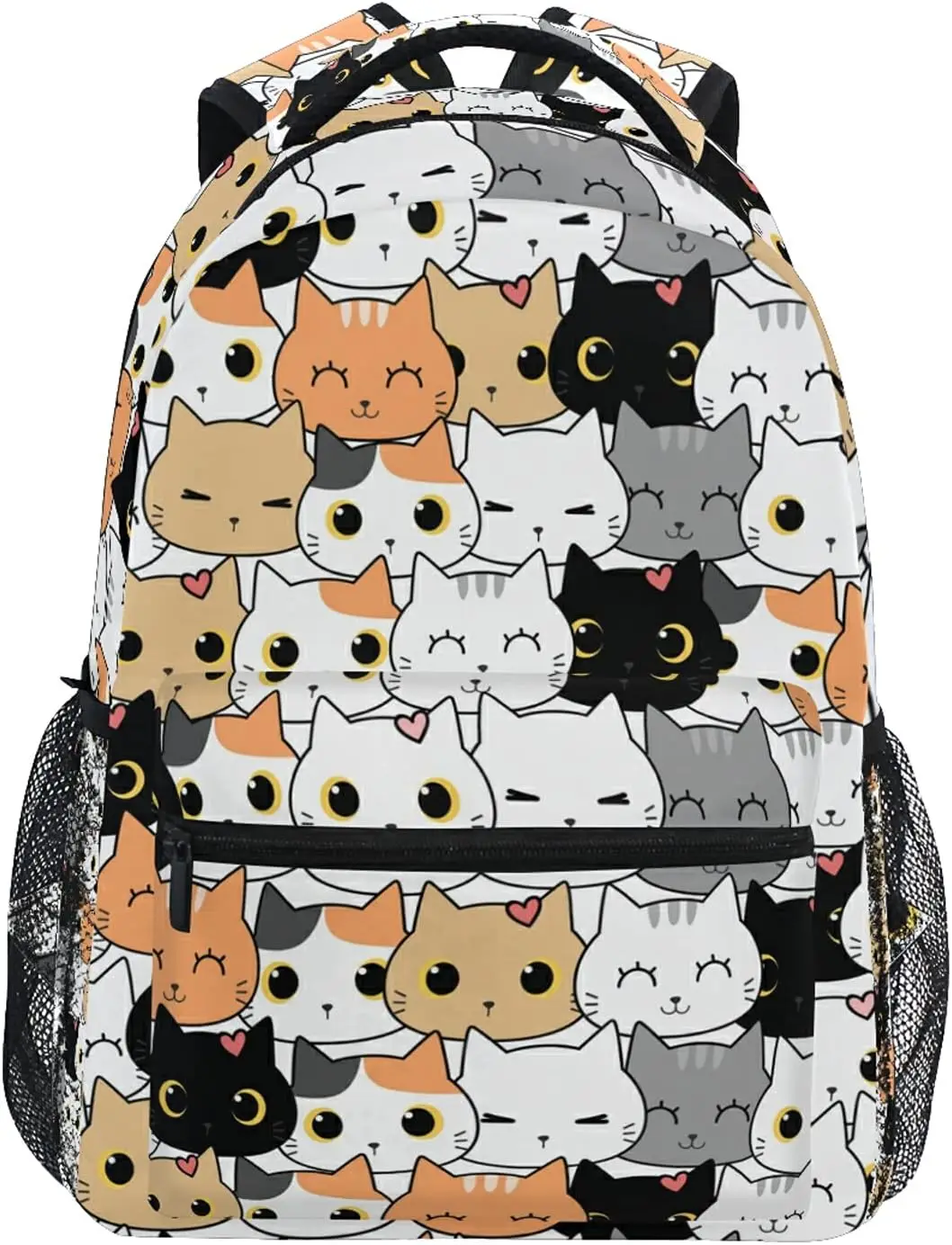 Słodkie koty plecaki do szkoły podróżny plecak na laptopa z kieszeń na butelkę z wodą lekkim regulowana klamra Casual Daypack