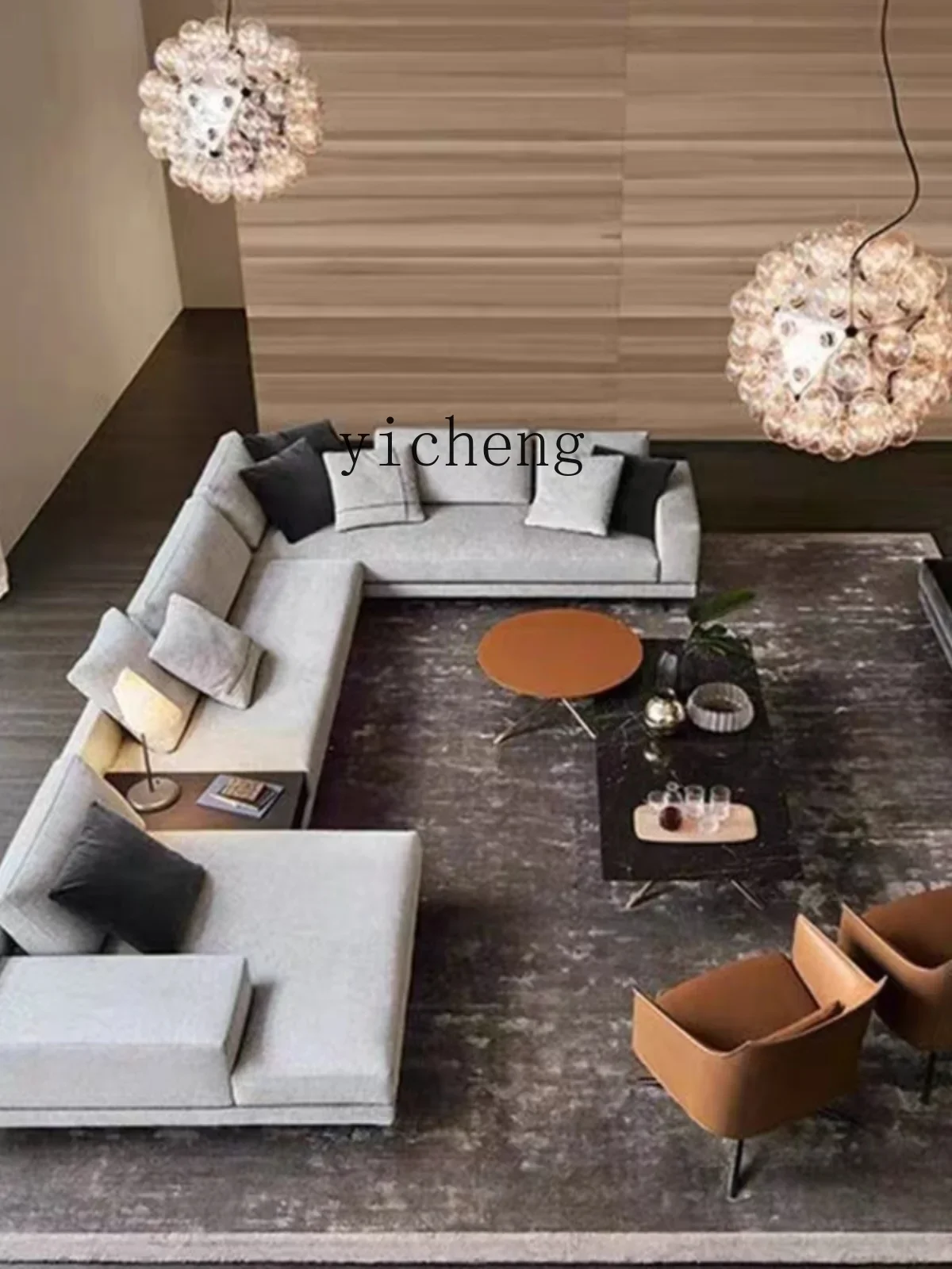 

Minimalist Sofa Modern Minimalist Leather Cotton Linen Fabric Combination Corner Light Luxury
