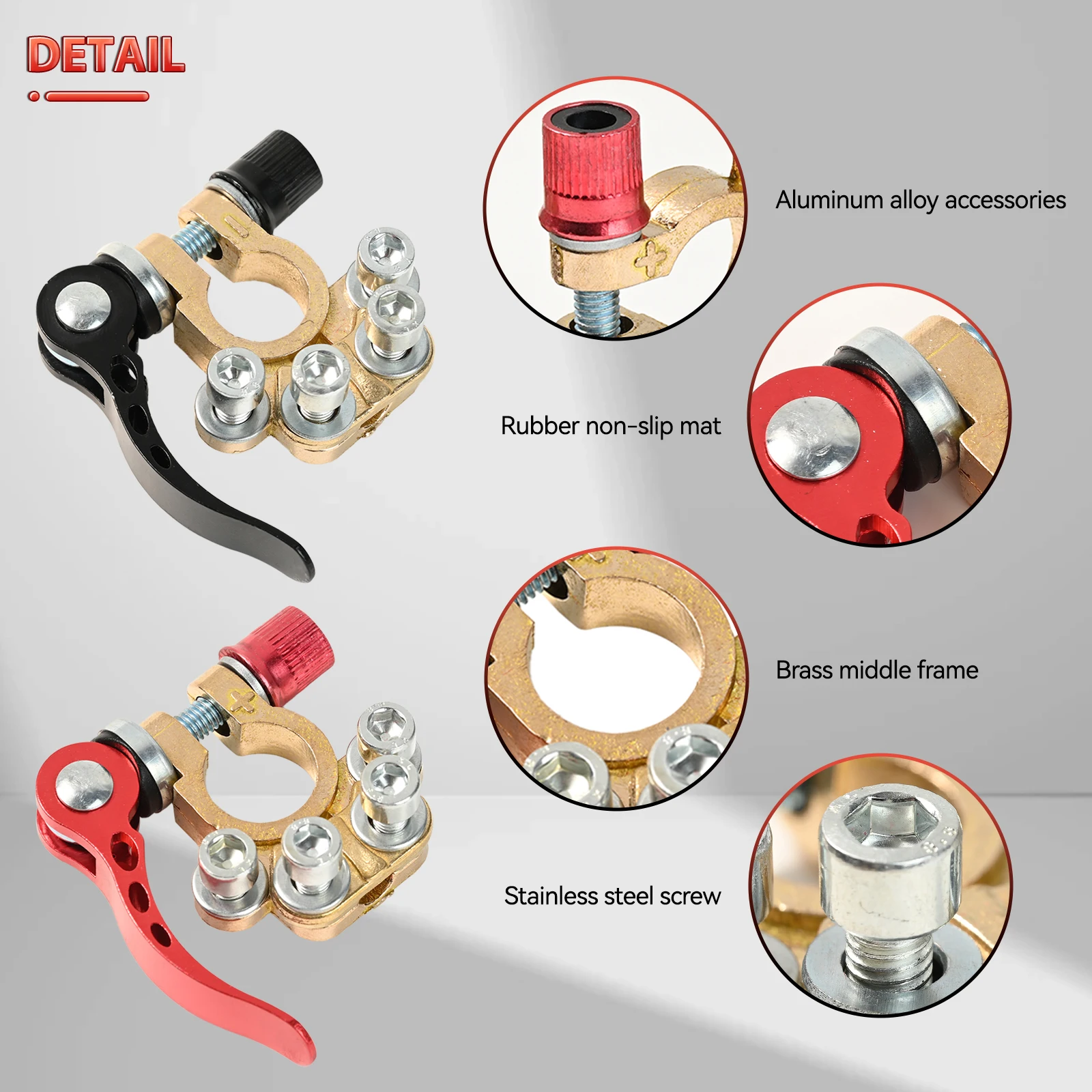 2 pièces, 4 voies, pince de bo - Battery Terminal Clamps Quick Release Brass avis et prix
