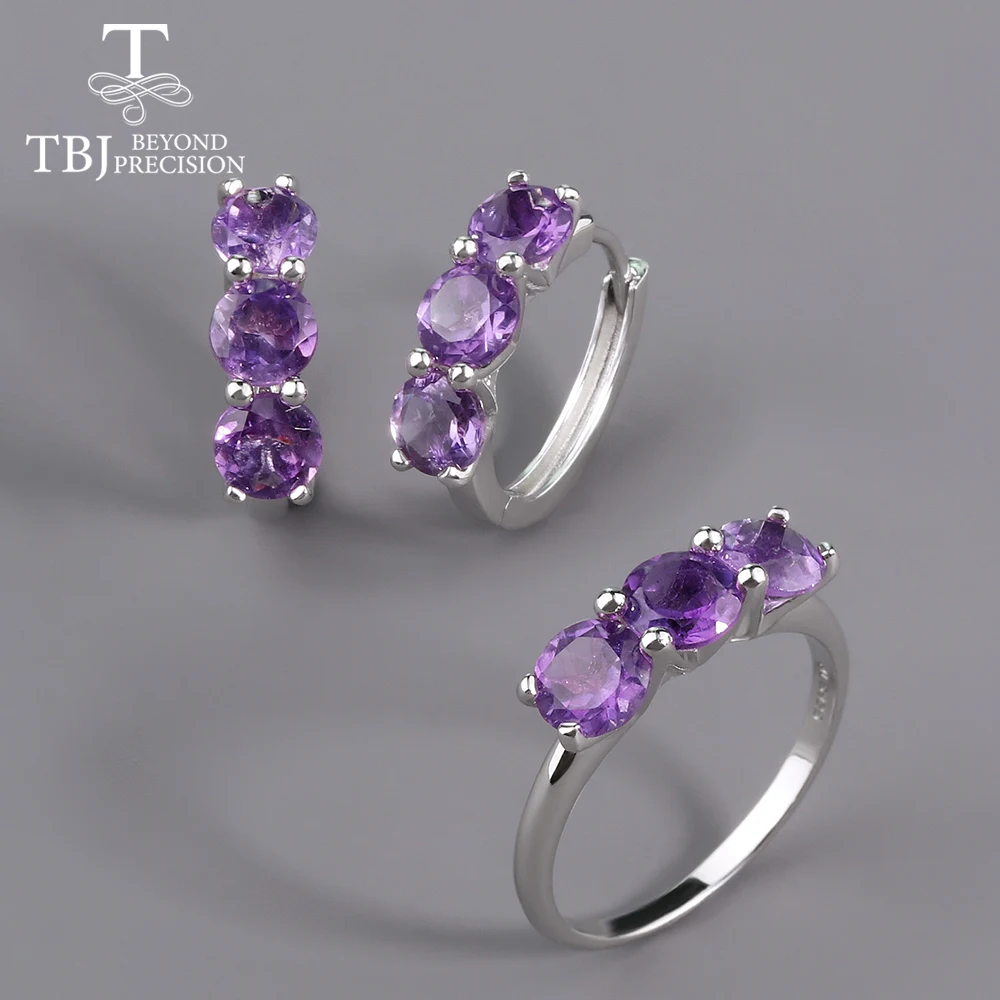 

Simple Design Natural South African Amethyst Ladies Ring Earring Jewelry Set 925 Silver Daily wear fine jewelry