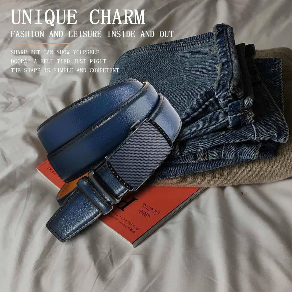 DOOPAI Men Belt Automatic Buckle Belt Fashion Alloy Belts Leather Luxury Belts for Men Business Luxury Designer Clothes