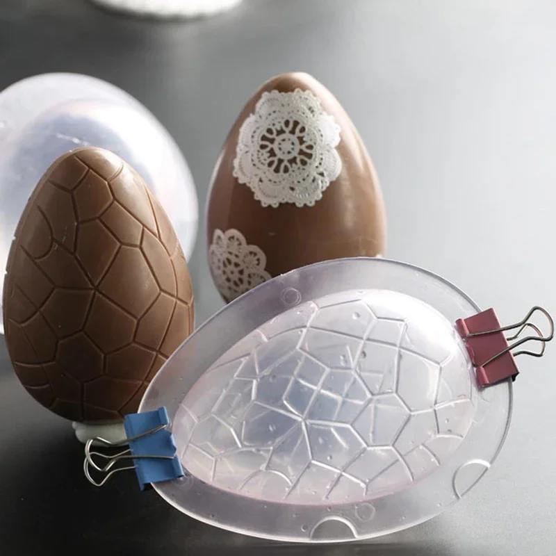 3D Polycarbonate Chocolate Molds Happy Easter Bunny Egg Rabbit Chocolate Mould Baking Pastry Bakery Festival Confectionery Tools