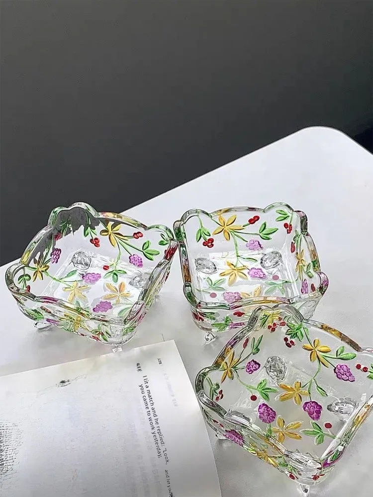 

Newly Designed Painted ape Quartet Glass Fruit Bowl Dert Bowl Small Fruit Basket Home Living Room Tea Table Fruit Bowl