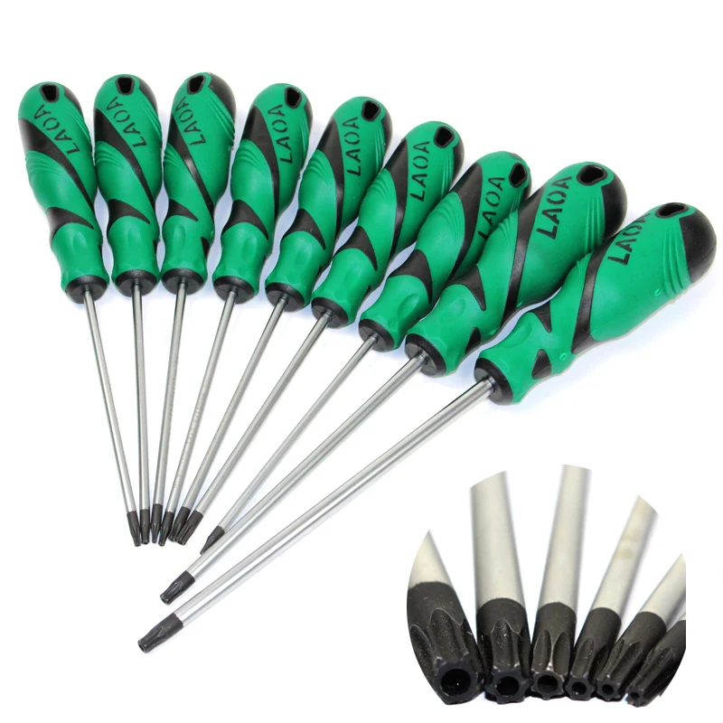 LAOA 1pc Torx Screwdriver S2 Alloy Steel Hexagonal Screwdriver with Medium Hole T6/T7/T8/T9/T10/T15/T20/T25/T30