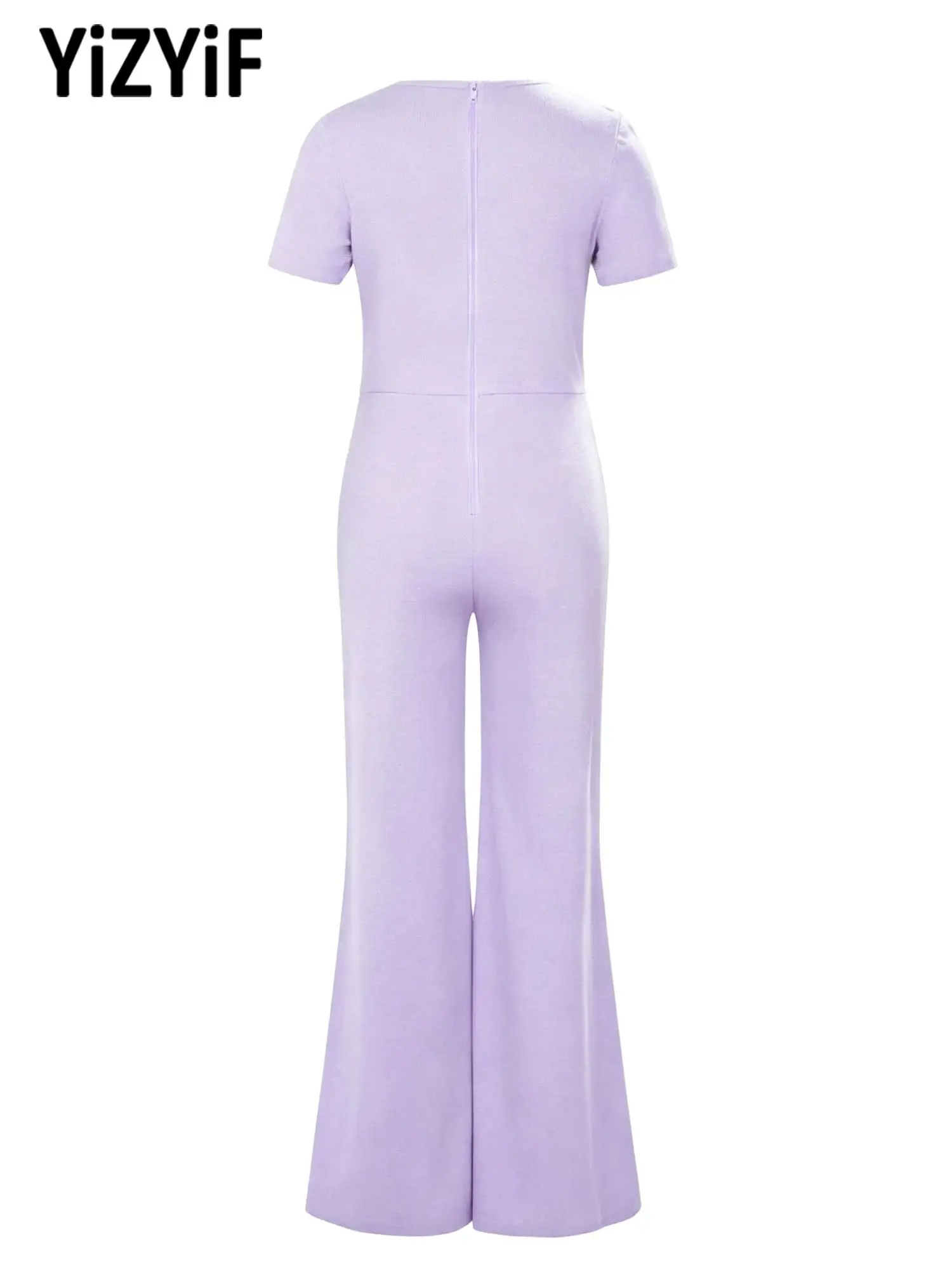 Girls Adaptive Bell Bottom Jumpsuit Back Zip Anti Removal Romper Breathable Lightweight for Special Needs Active Play