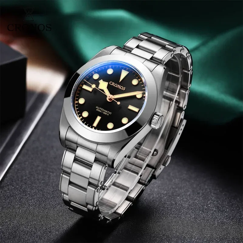 Cronos BB39 Mechanical Men Watch 39mm Automatic PT5000 Snow Hands Sapphire Glass Bushed Bracelet 20ATM L6026 Luxury Wristwatch