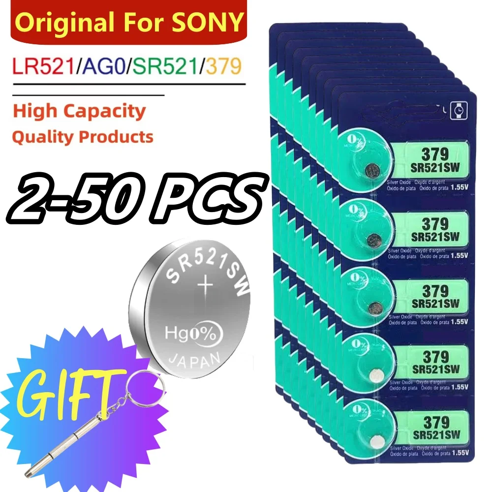 Original For SONY 379 SR521SW  Battery 1.55V Button Cell Batteries for Watch Toys Remote Coin Batteries