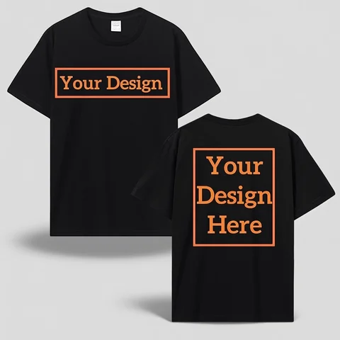Personalized Men's T-shirt Men's Cotton T-shirt Personalized Your Design Here Custom Text Tshirt for Men Add Your Own Design Fashion T Shirt Men Clothing