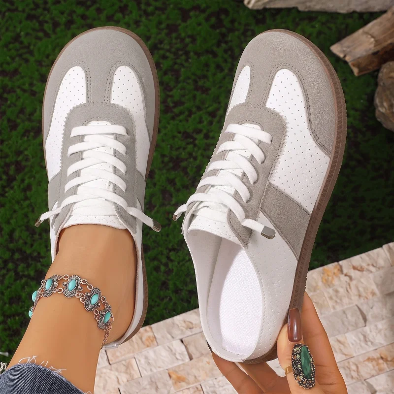 Women's Lightweight Breathable Summer Flat Slippers Versatile Outdoor Casual Shoes White Sneakers