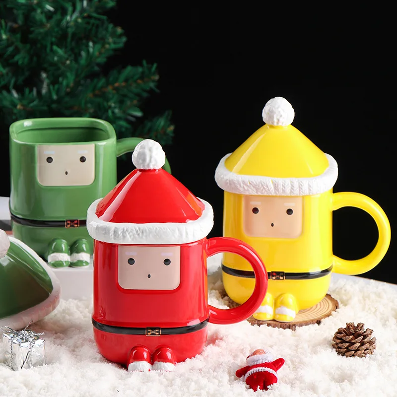 

Christmas Mug Ceramic Cup with Lid Couple Coffee Cup Christmas Gift for Children Coffee Cups