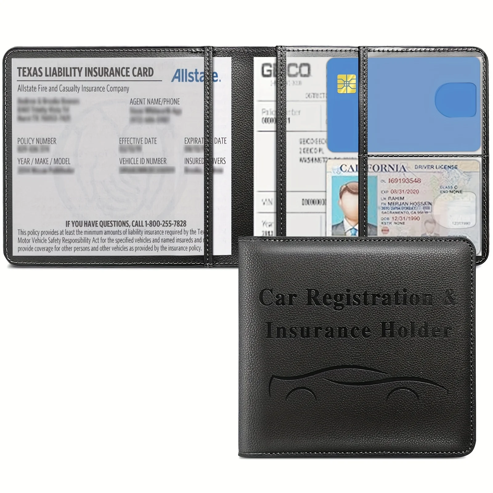 Auto Essentia Registration And Insurance Holder For Car Truck SUV And Other Vehicle Case Wallet For Documents Organizer