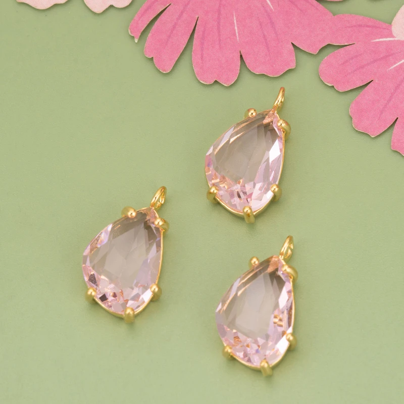 assoonas, ME97, Schmuckzubehör, 18k Gold rhodiniert, Kupfer, Glas, handgefertigt, Anhänger, Schmuckherstellung, DIY-Anhänger, 6 Stück/Lot – Detail 7