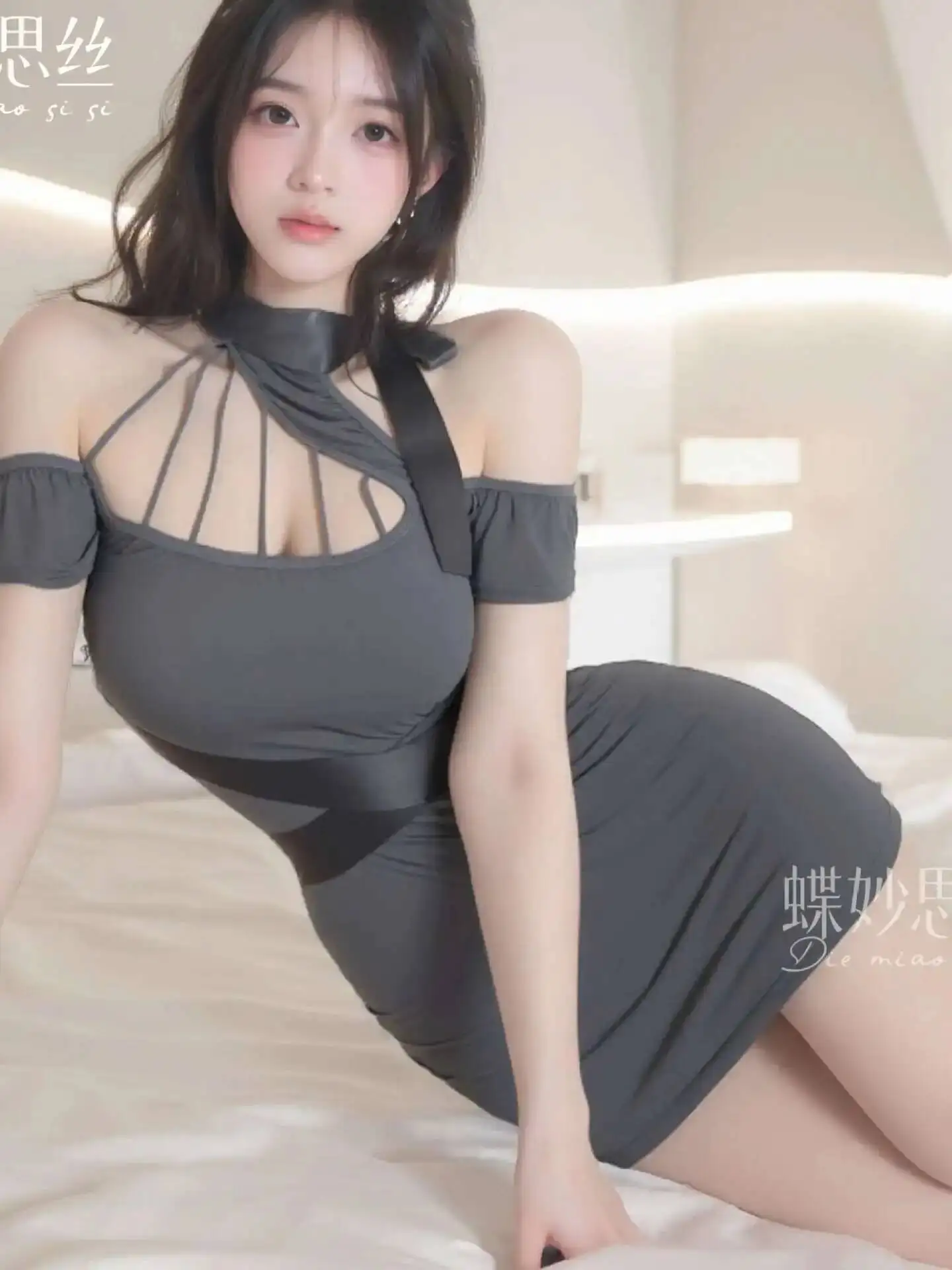 Jedwabna Sukienka Bodycon z Odkrytymi Ramionami, Asymetrycznym Krojem, Wycięciami, Elegancka, Zapinana na Zamek, Odsłaniająca Pośladki, Seksowna, Koreańska, Damska E1GN