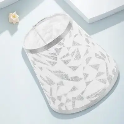 

Elegant Fabric Wall Light Shade Silver Diamond Pattern Soft Ambient Light E14 Lampshade Replacement for Living Room Bedroom
