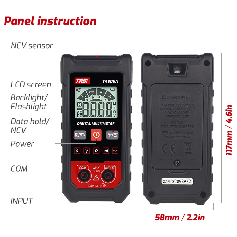 Multimeter Digital AC DC Voltage Meters True RMS Multimetro Automatic Resistance Tester NCV Smart Voltmeter for Electrician Tool