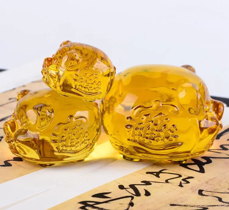 Camal 1PCS 5/7/9CM Chinese Style Citrine Crystal Hog Ornaments Animal Pig Figurine Room Office Home Feng Shui Decor Crafts Gift