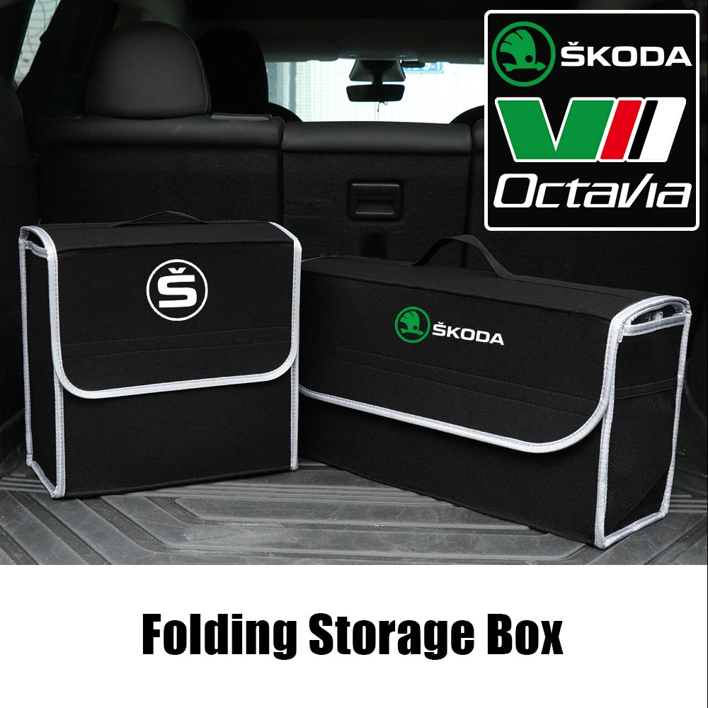 Large Car Trunk Storage Bag Felt Organizer Box Auto Tidying Tool for Skoda S Octavia VII Karop Scala Fabia 2 Superb Kamiq Citigo