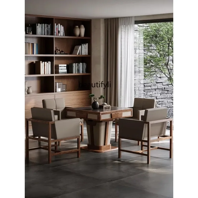

LHY26 ssNew Light Luxury Solid wood mahjong table rubber wood dining table dual-purpose automatic household high-end mahjong mac