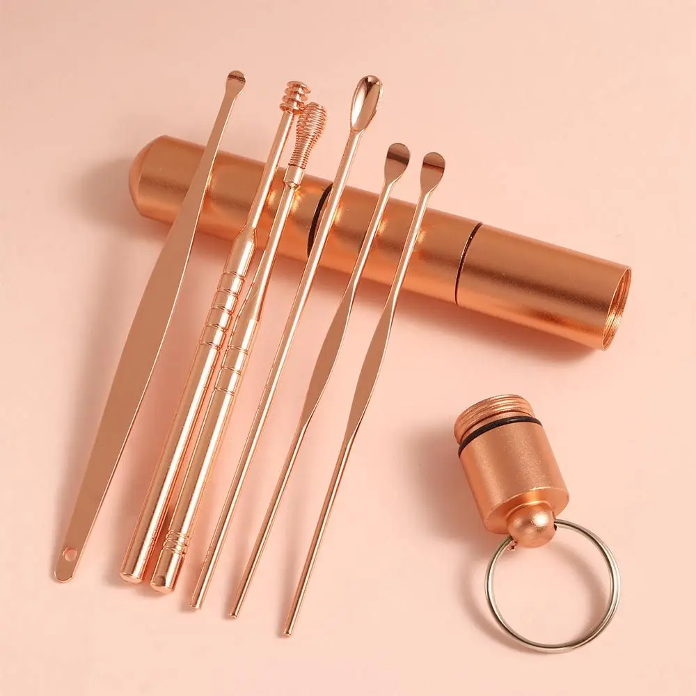 Conjunto De Earpick De Aço Inoxidável, Earpick Portátil, Ferramenta De Cuidado De Orelha, Remoção De Cera De Ouvido, Colher Espiral