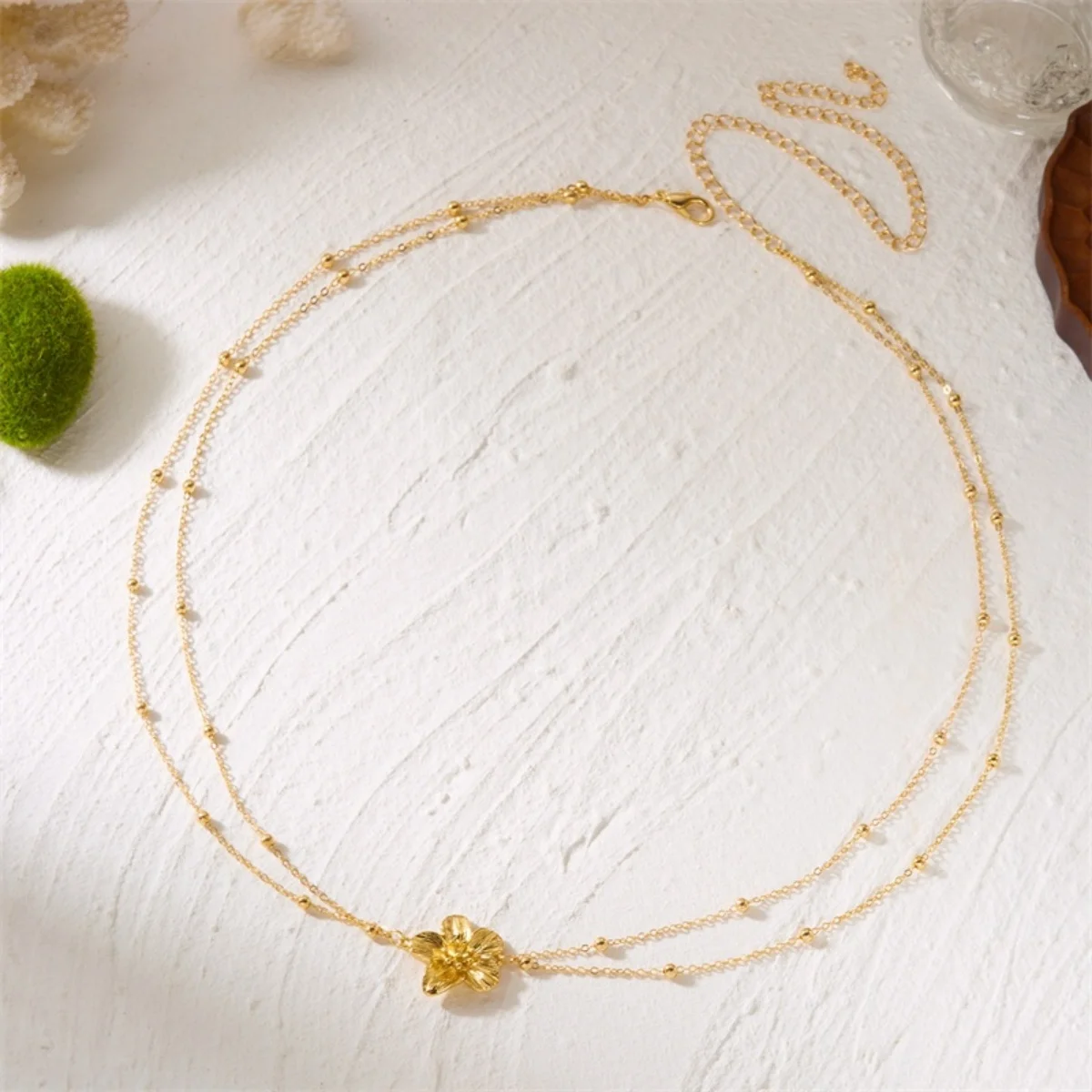 Doppellagige Perlenkette mit Metallblumen-Taillenkette für Damen und Herren, Bohemian-Trend, Schmetterlings- und Blumenmuster, Bauchkette, Körperschmuck – Detail 17