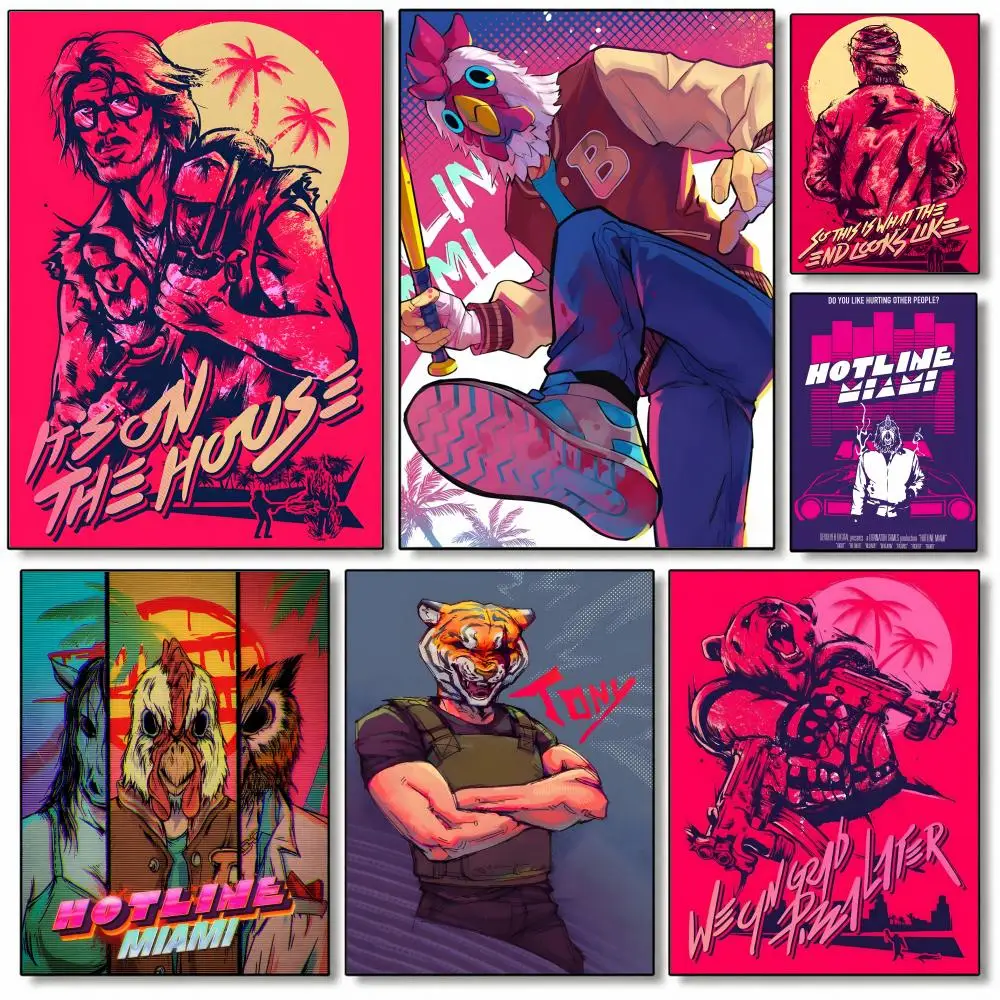 Hotline Miami Poster High Quality Wall Art for Home Bedroom Living Hallway Perfect Gift
