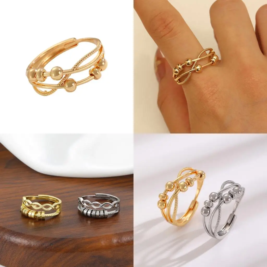  Modern Adjustable Spinner Jewelry Ring for Women Stress Relief Fashion Statement