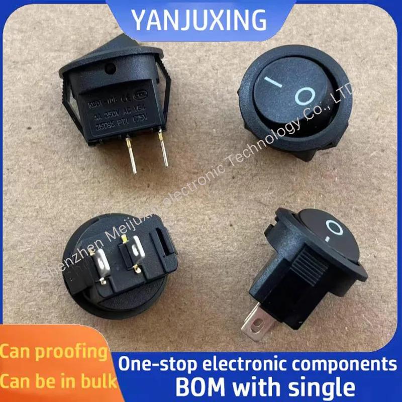 1~5PCS/LOT Circular boat-shaped switch 2-pin 2-position KCD1-108 3A 250V small boat-shaped crank power button switch