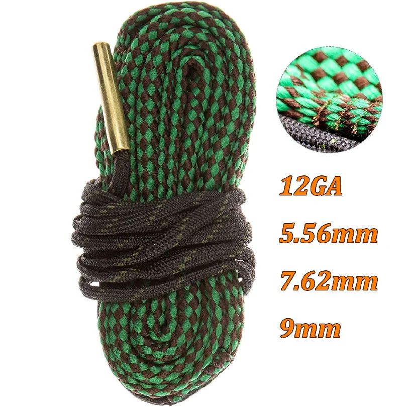 Limpiador de Cañones de Armas de Caza, Calibre .22, .223, .38 y 5.56mm, 7.62mm, 12GA, Kit de Limpieza de Armas, Herramienta para Limpiar Cañones de Rifles, Pistolas y Escopetas, Cuerda de Limpieza