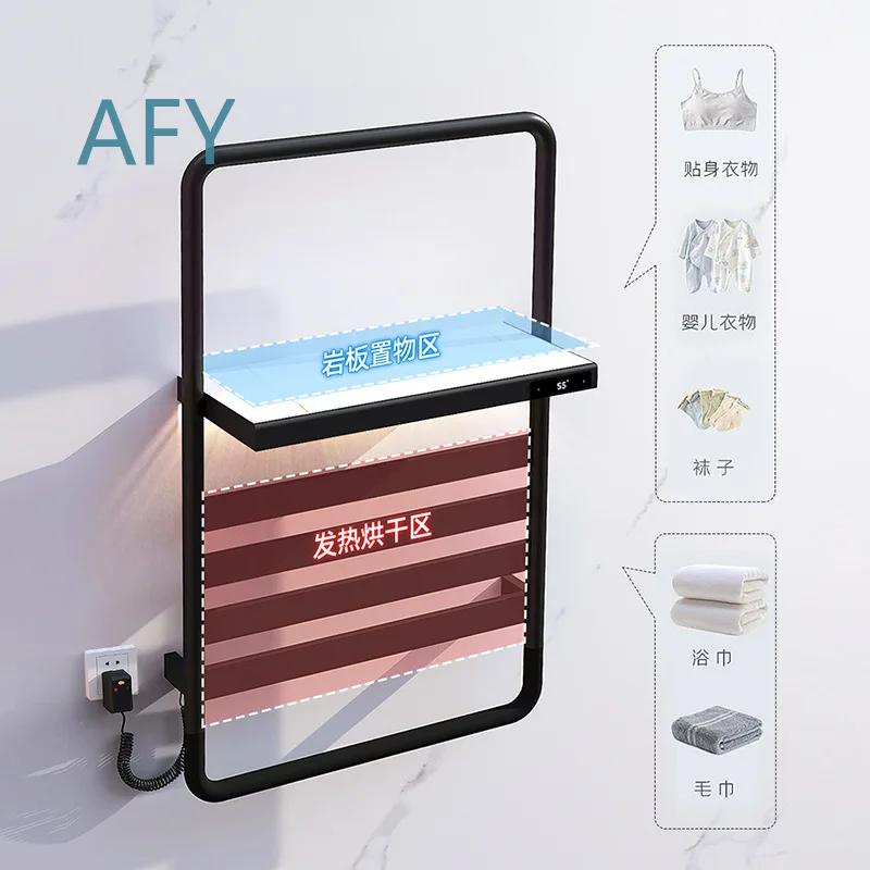 Smart Electric Heated Towel Rack for Bathroom Drying Carbon Fiber Heating Element 304 Stainless Steel Towel Warmer Shelf for