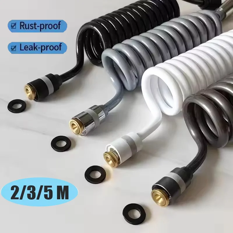 Neue 1,5/2/3/5M Frühling Flexible Einziehbare Dusche Schlauch Spirale Flexible Schlauch Für Duschkopf wc Bidet Wasser Rohr Sanitär Bad