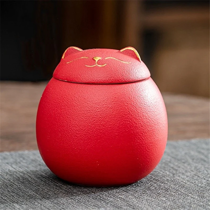 Ceramic Airtight Jar Tea Storage Jar Cat Shape Storage Jars Porcelain Jar For Tea Spices Pot Coffee Nuts Storage