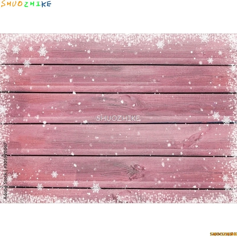 SHUOZHIKE عيد الميلاد موضوع التصوير خلفية ندفة الثلج لوح خشبي صورة الخلفيات للصور استوديو الدعائم TU-03