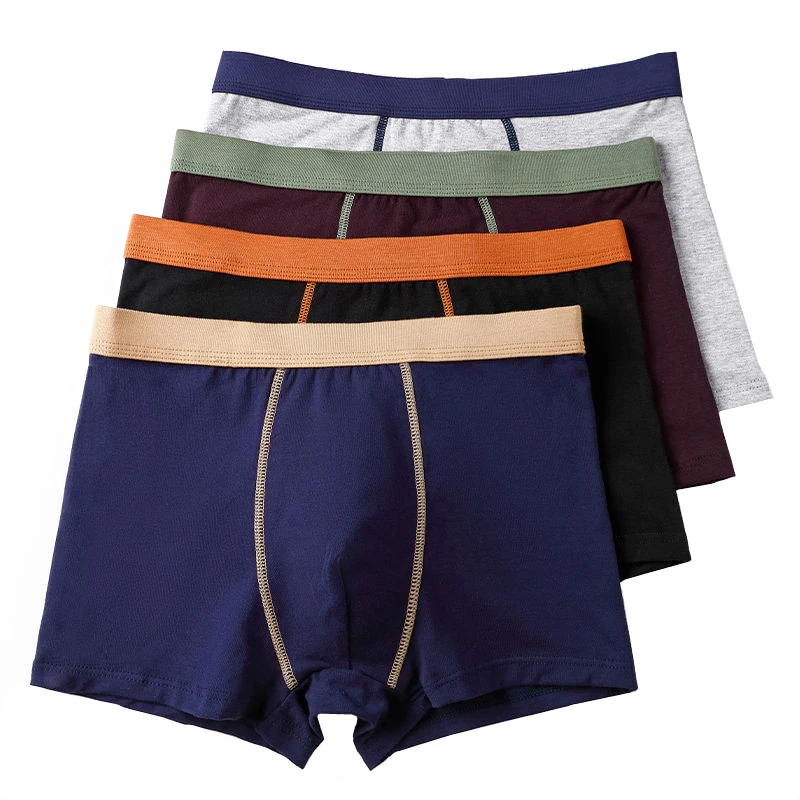 Boxer de algodão sem costura masculino, cuecas de tamanho grande, calcinha masculina, shorts sólidos, venda boxers, 8XL, 9XL, 4 peças por lote