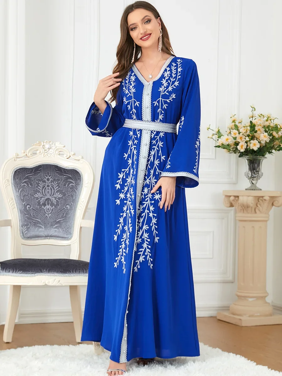 Vestido musulmán Abaya para mujer, Vestidos de fiesta, caftán largo, Abaya bordada, Jalabiya, Dubái, Islam, Otoño, 2023