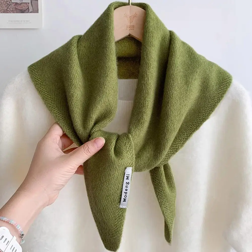 2025 British Korean Style Niche Wool Knitted Triangular Scarf Women Headscarf Knitted Scarf Multi-functional Warm Knitted Scarf