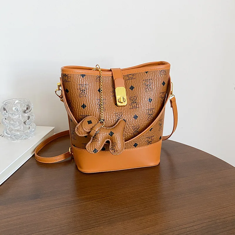 

2025 Summer Print Bucket Bag for Women Spacious Adjustable Crossbody Strap with Top Handle Beach Vacation Essential