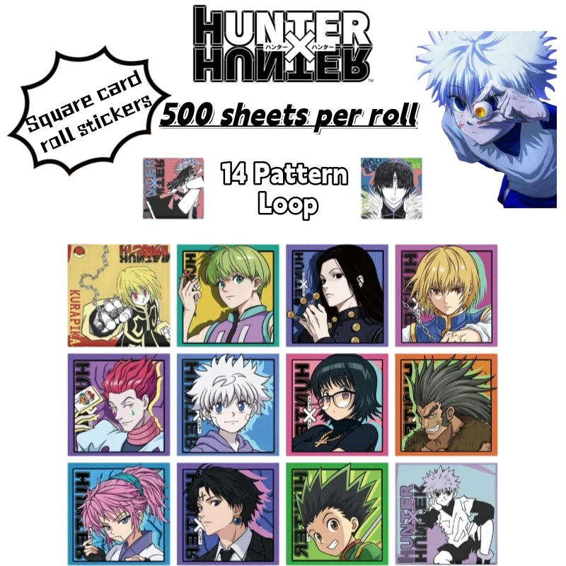 Pegatinas en espiral cuadradas de personajes de anime Hunter x Hunter, bonitas pegatinas decorativas para teléfono, agenda y escritorio.